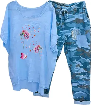 Linen Sets for Women Prints Button Shirt High Waist Loose Pocket Pant Two Top And Bottom Set Active Wear Sets for