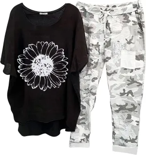 Linen Sets for Women Prints Button Shirt High Waist Loose Pocket Pant Two Top And Bottom Set Active Wear Sets for
