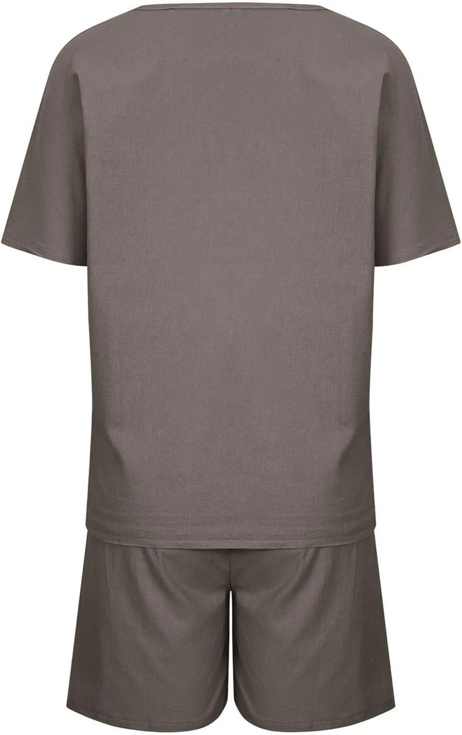 Linen Short Sets for Women 2 Piece Linen Outfits Linen Short Suits Summer Short Sleeve Linen Shirts Linen Shorts Sets