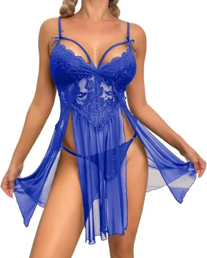 Lingerie for Women Naughty Lace Pjs Shorts Set Kimono Robe Valentine 2 Piece Sleepwear Bralette, Mini