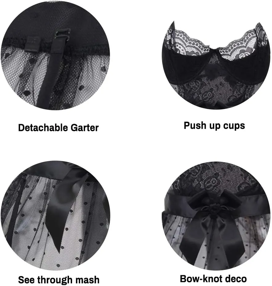 LINGERLOVE Babydoll Lingerie Nightdress for Women Plus Size Sexy Underwire Lace Chemise Sleepwear