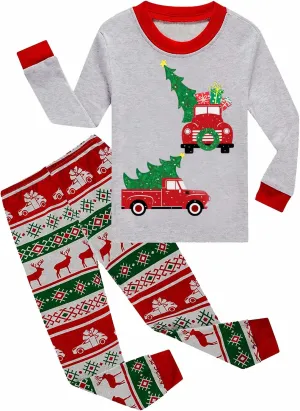 Little Boys Girls Christmas Pajamas Kids Reindeer Pjs Toddler Holiday Clothes Long Sleeve 2 Pcs Cotton Sleepwear Sets 1-7T
