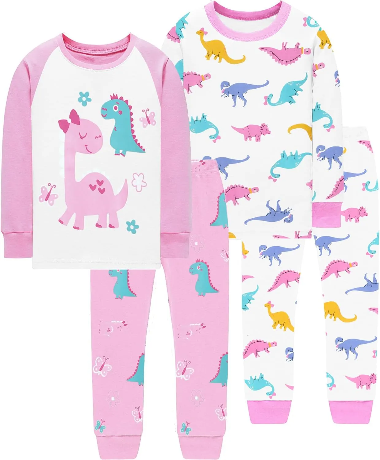 Little Hand Girls Pajamas Dinosaur Cotton Unicorn Pjs Jammies Fall Winter Long Sleeve Kids Sleepwear Sets for Size 2-7T