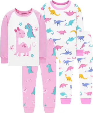 Little Hand Girls Pajamas Dinosaur Cotton Unicorn Pjs Jammies Fall Winter Long Sleeve Kids Sleepwear Sets for Size 2-7T