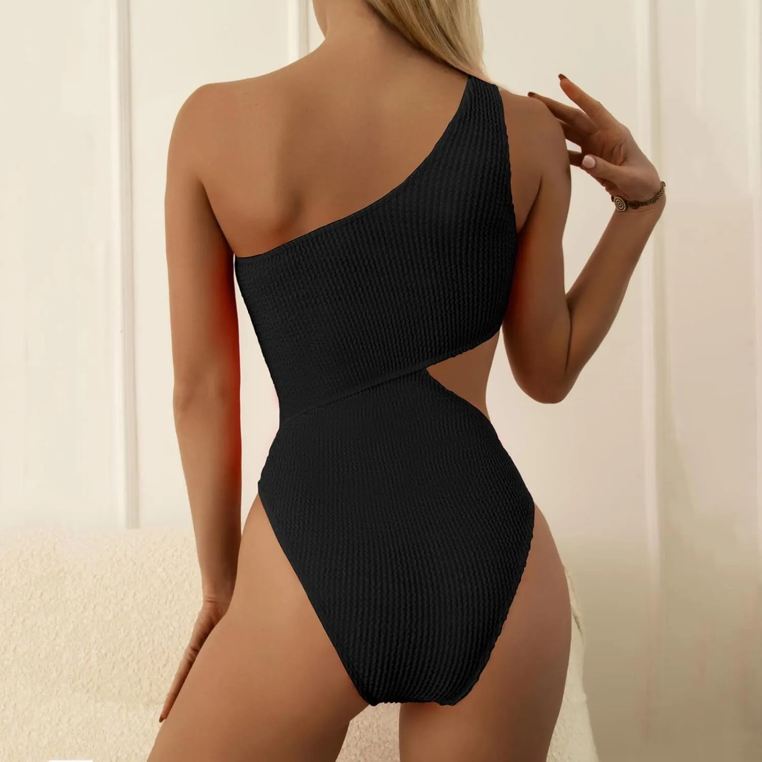 maisdgop One Piece Swimsuit Women Tummy Control Sports Backless Sling Bikini Set Sexy Pretty Color Block Push Up Swimsuits