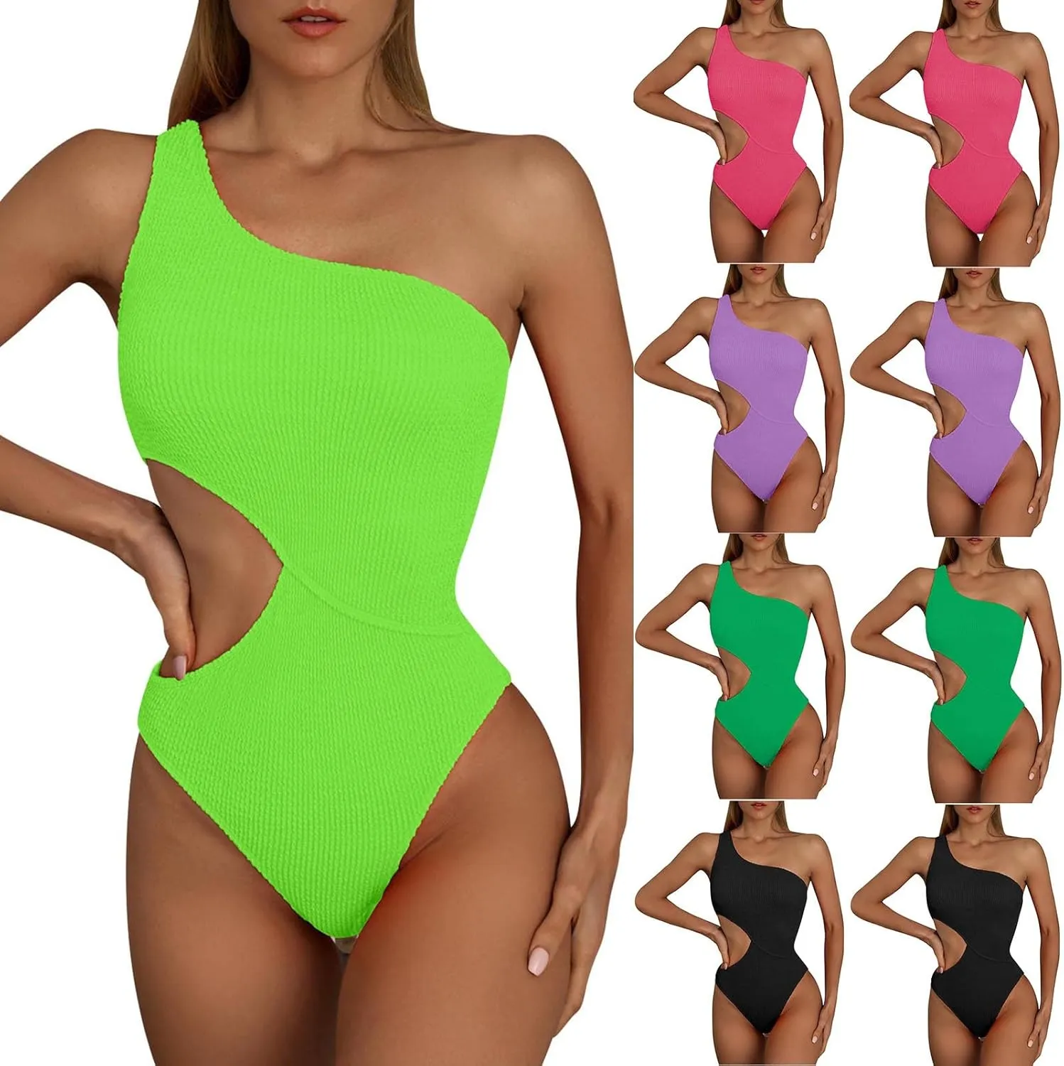 maisdgop One Piece Swimsuit Women Tummy Control Sports Backless Sling Bikini Set Sexy Pretty Color Block Push Up Swimsuits