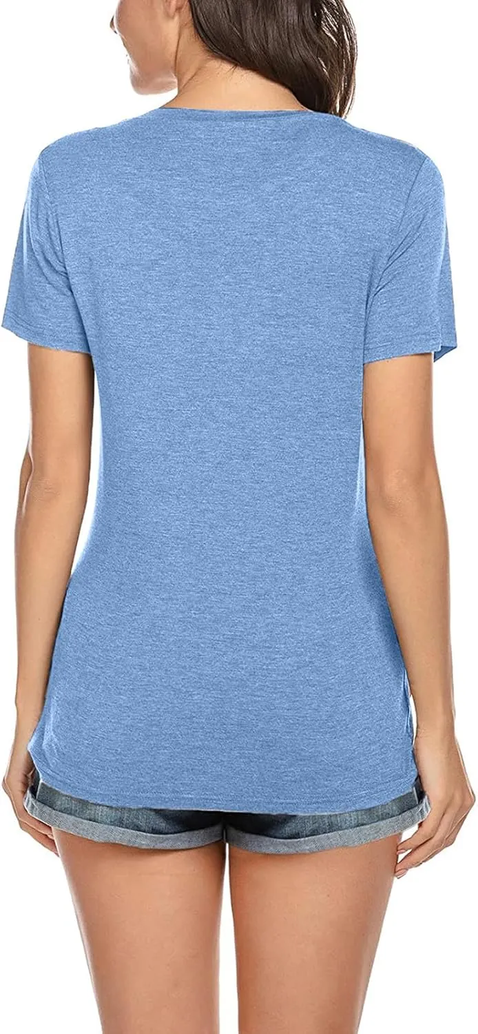 Maternity Nursing Shirts Women Breastfeeding Tops Short Sleeve Comfort Pregnancy Clothes Lounge Cotton Tee Top