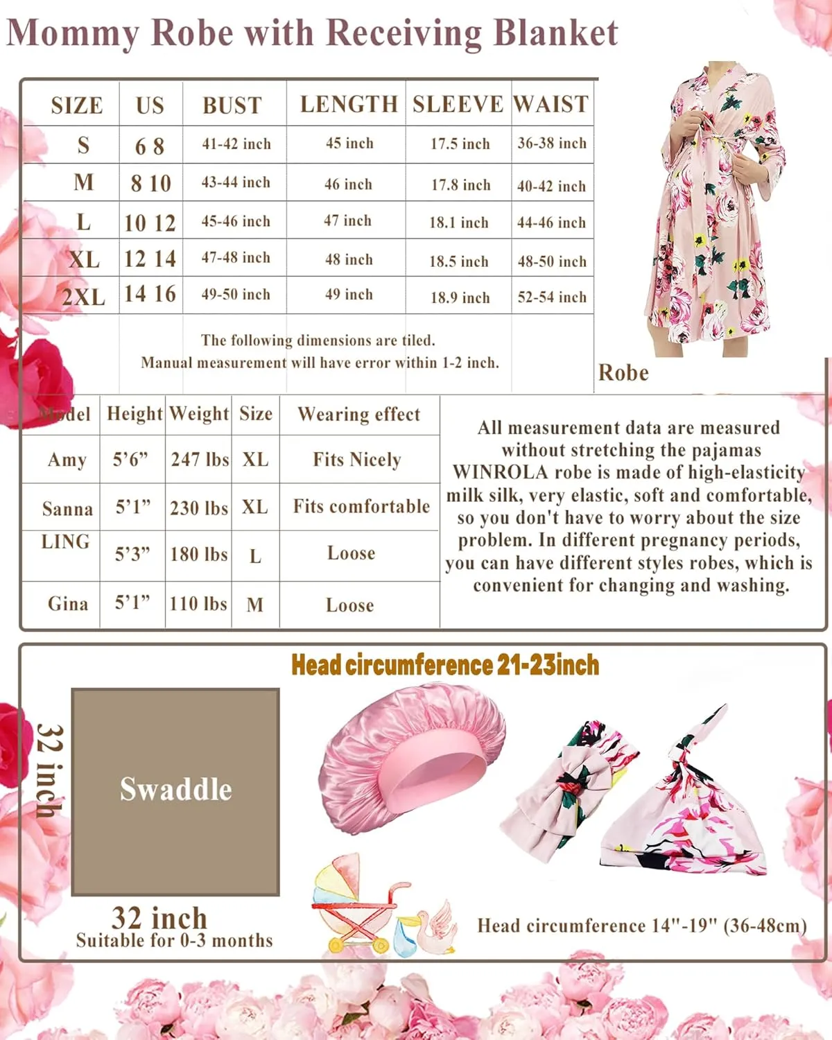 Maternity Robe with Matching Swaddle Soft Mommy Robe Receiving Blanket Set