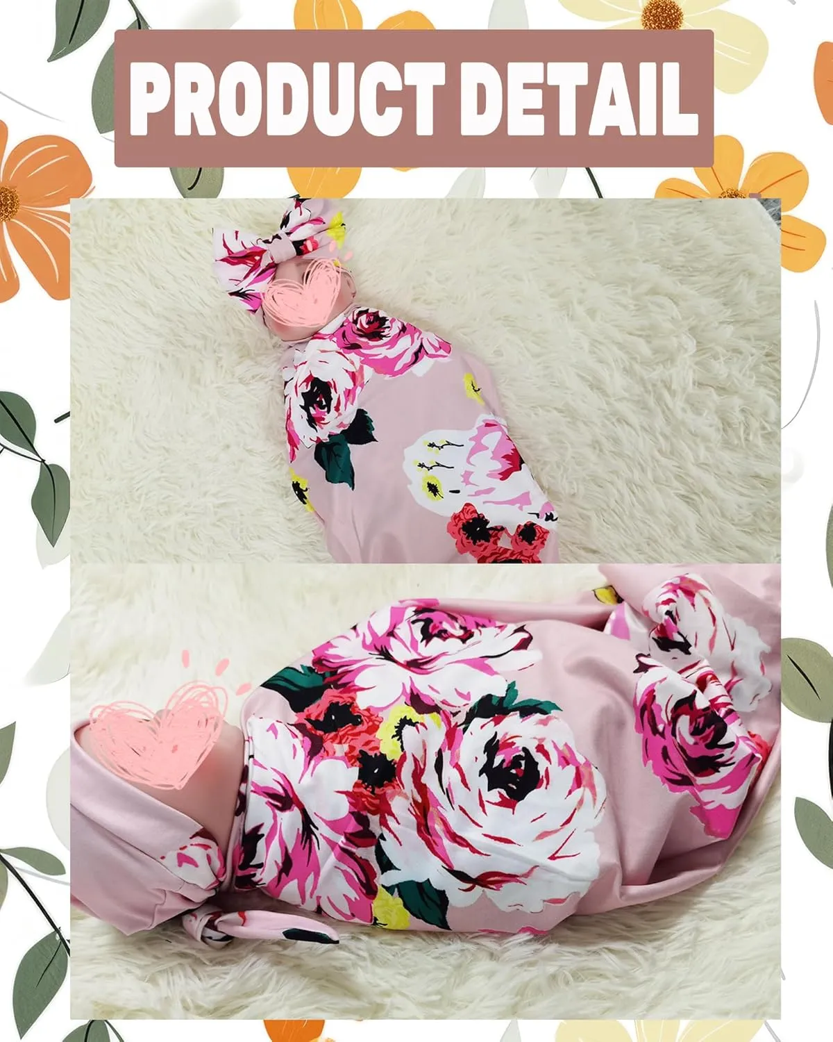 Maternity Robe with Matching Swaddle Soft Mommy Robe Receiving Blanket Set