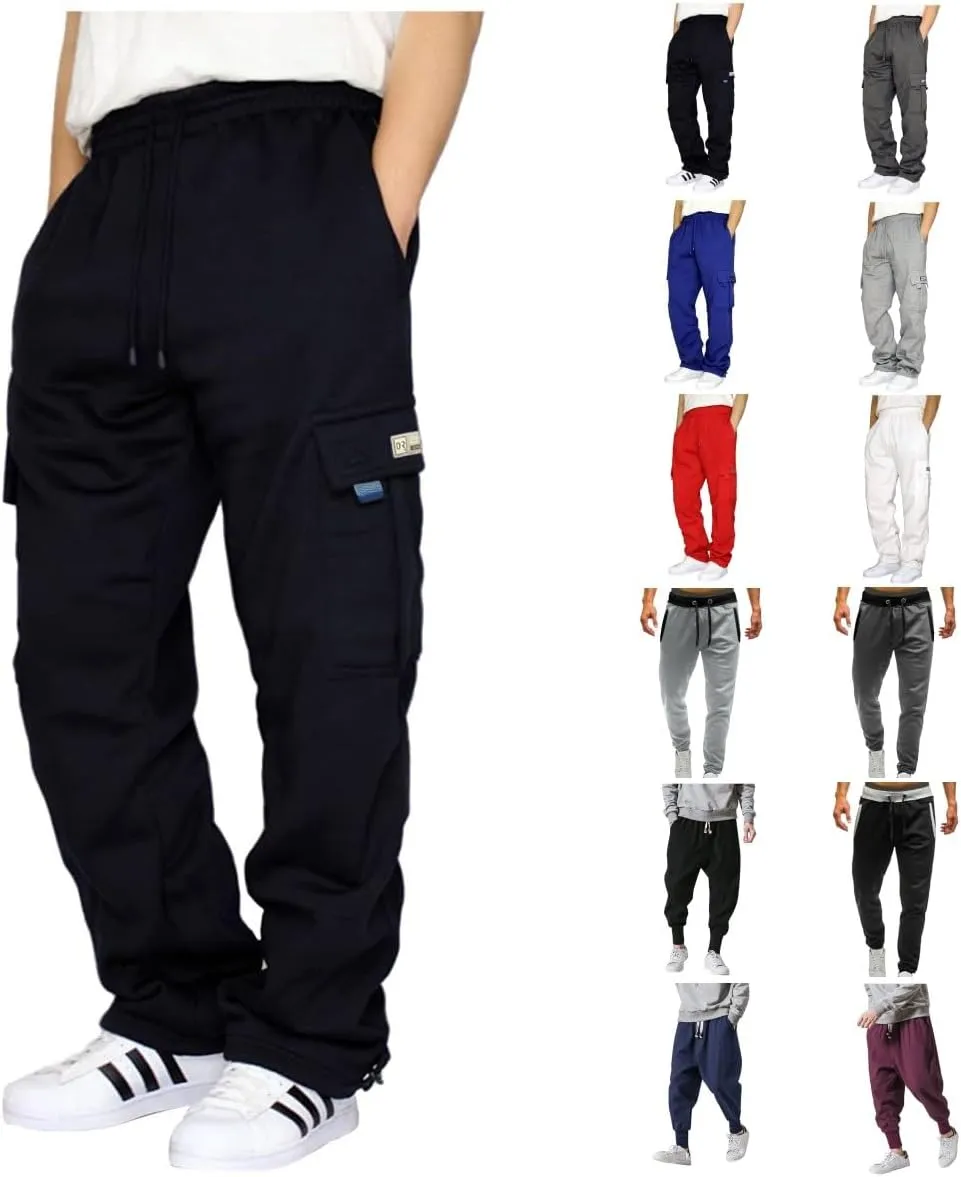 Men Casual Cargo Pant Outdoor Lightweight Tactical Pants Loose Straight Sweatpants Hiking Sports Pants with Pockets
