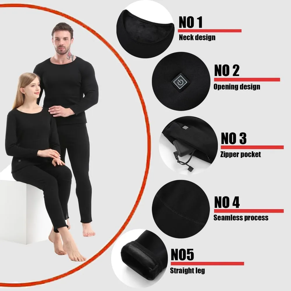 Men Women Heated Thermal Underwear Set USB Charge 28 Zone Intelligent Heated Cold Winter Thermal Underwear for Skiing