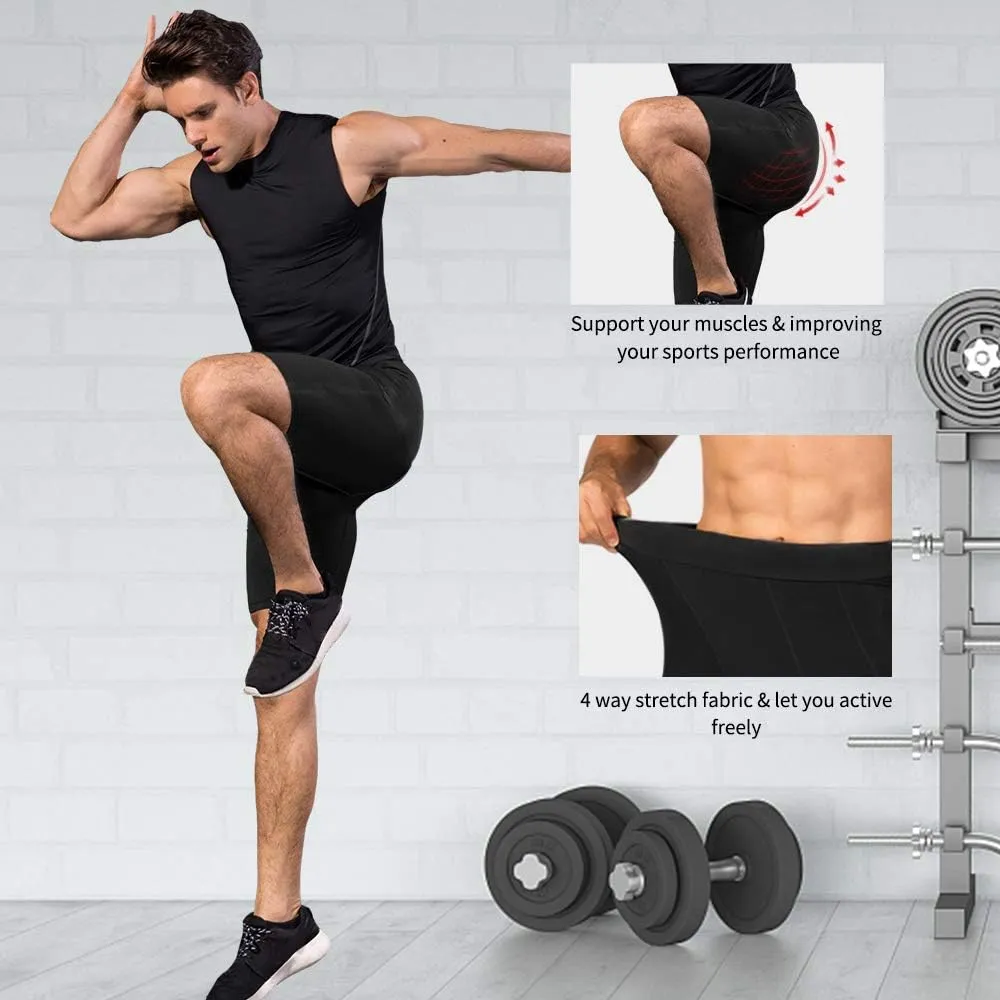 Men's Athletic Compression Shorts with Pockets Running Workout Active Underwear