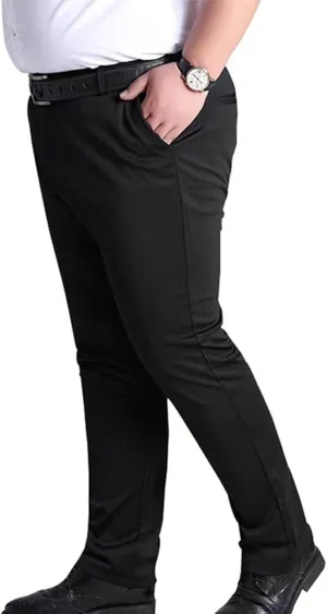 Mens Big and Tall Pants Casual Trousers Stretch Dress Slacks Elastic Waist Office Bottoms