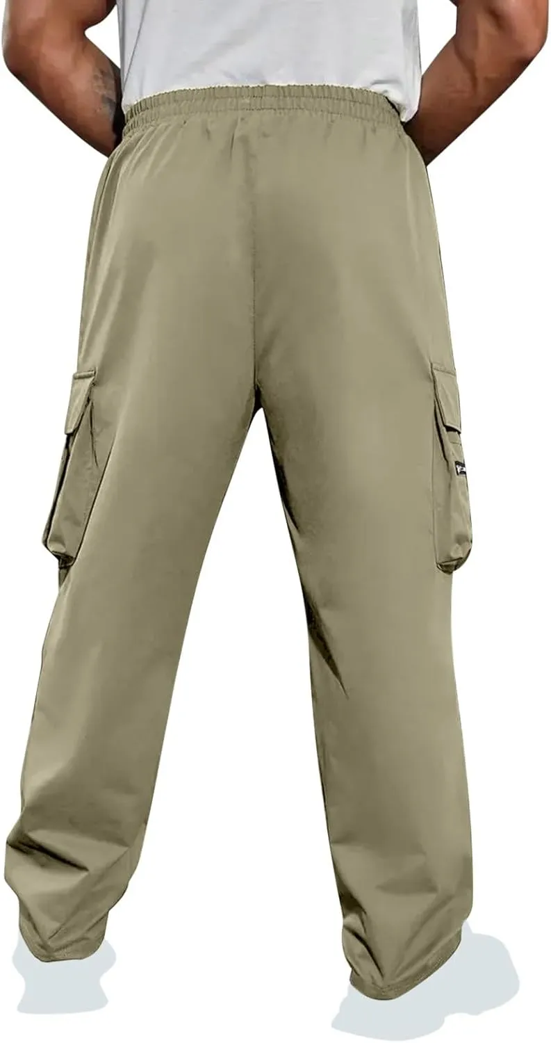 Men's Cargo Joggers Stretch Elastic Waist Drawsring Pants Casual Outdoor Workout Clothes for Men with Pockets