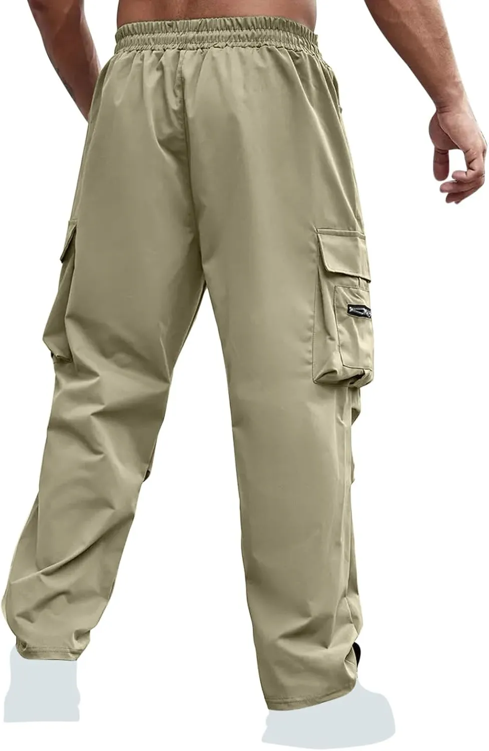 Men's Cargo Joggers Stretch Elastic Waist Drawsring Pants Casual Outdoor Workout Clothes for Men with Pockets