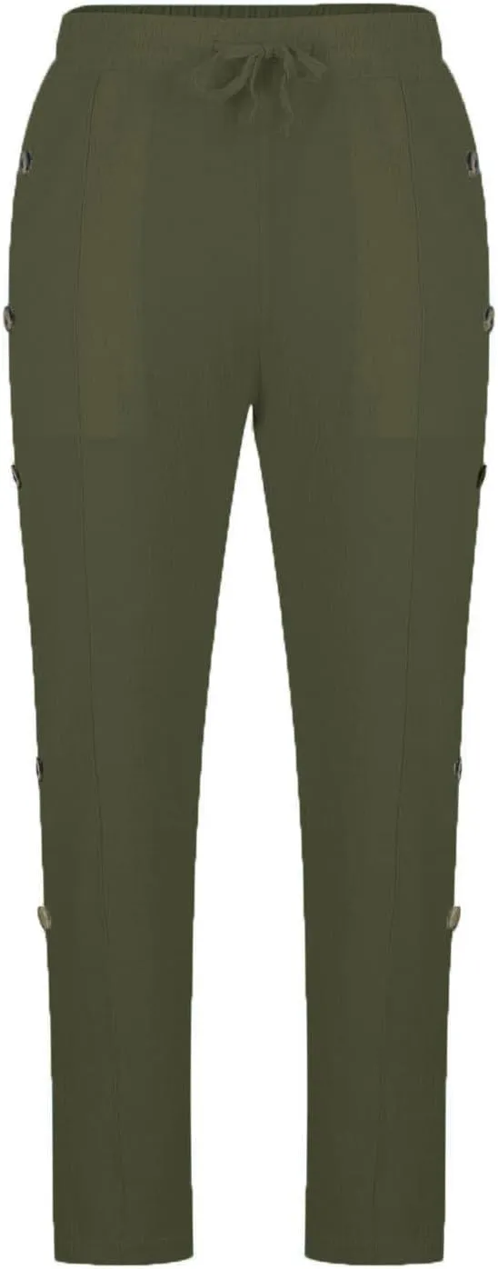 Mens Cotton Linen Drawstring Pants Elastic Waist Button Pant Solid Loose Trousers Summer Going Out Vacation Clothing