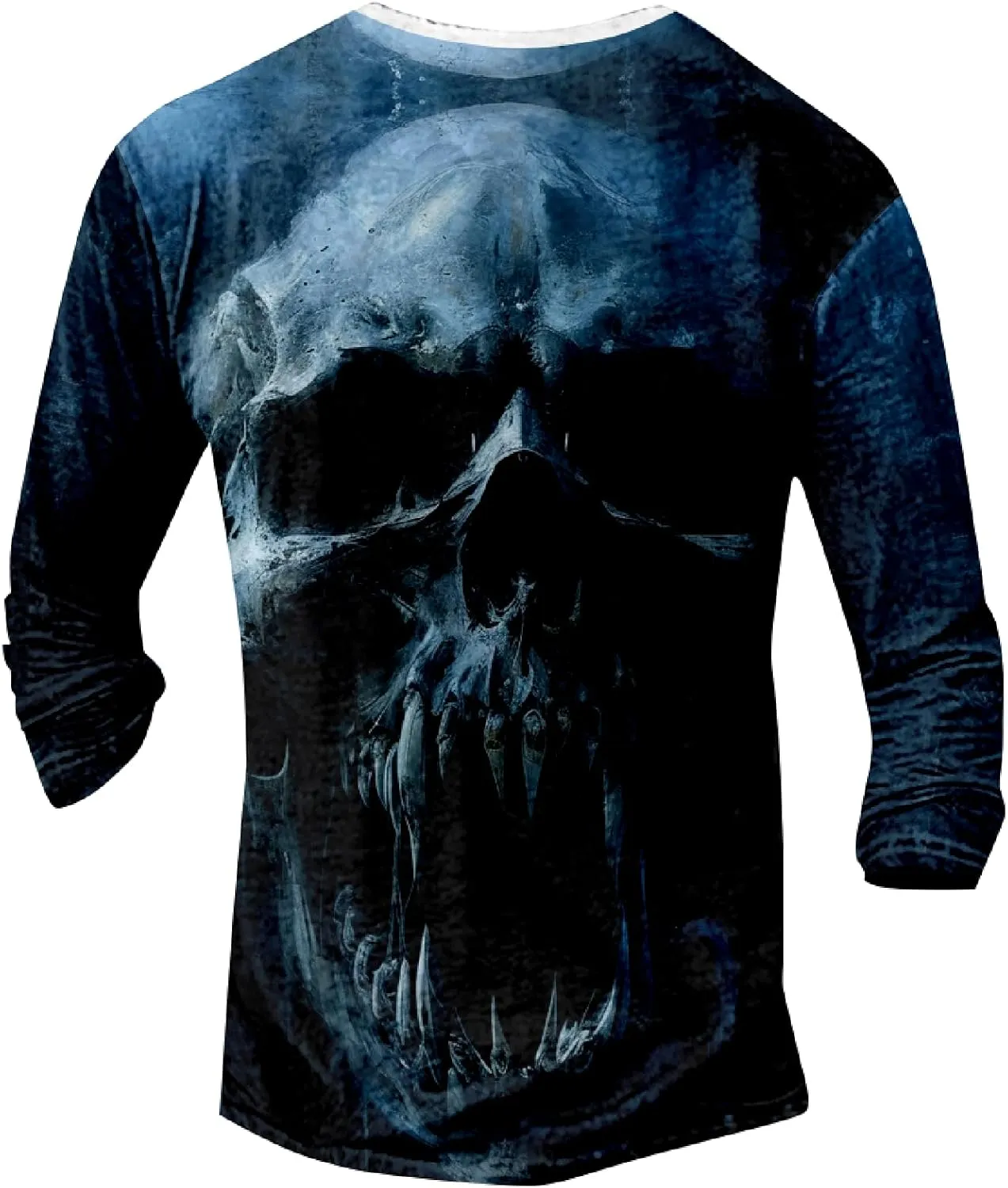 Mens Distressed Henley Shirts Long Sleeve Cotton T-Shirts Vintage Graphic Tee Washed Streetwear Retro Tee