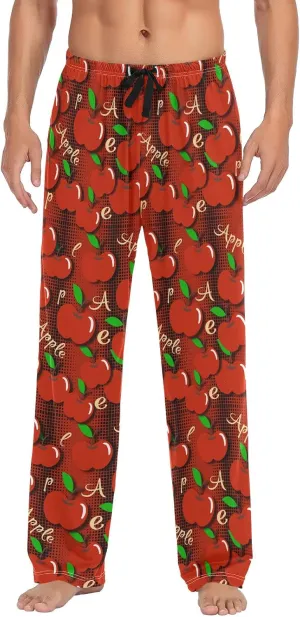 Mens Pajama Bottoms Red Apples Plaid Pajama Pants for Men Funny Lounge Pants XL