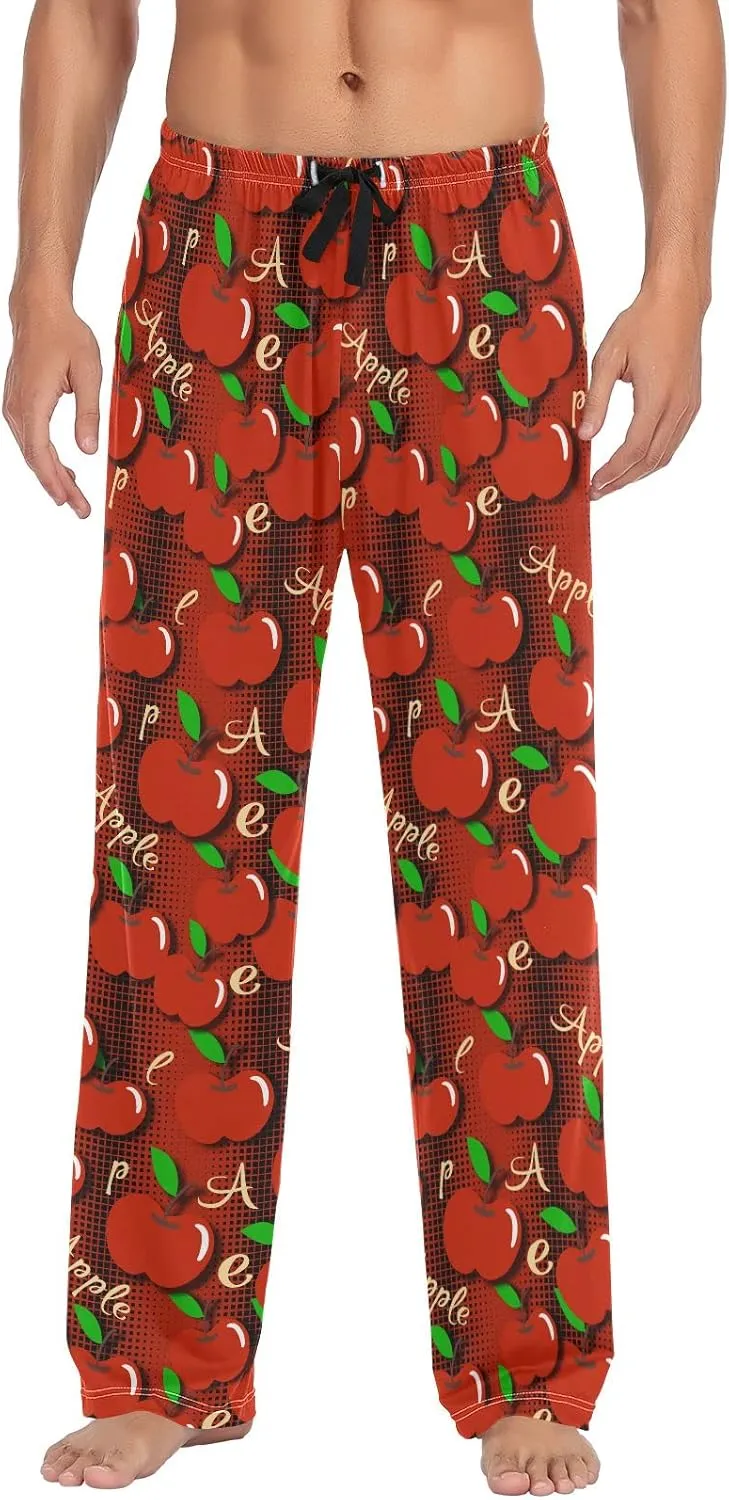 Mens Pajama Bottoms Red Apples Plaid Pajama Pants for Men Funny Lounge Pants XL