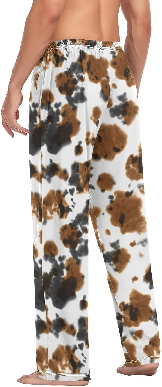 Men's Pajama Pants Soft Comfy Cow Print Sleep Lounge Pants Pjs Bottoms with Pockets