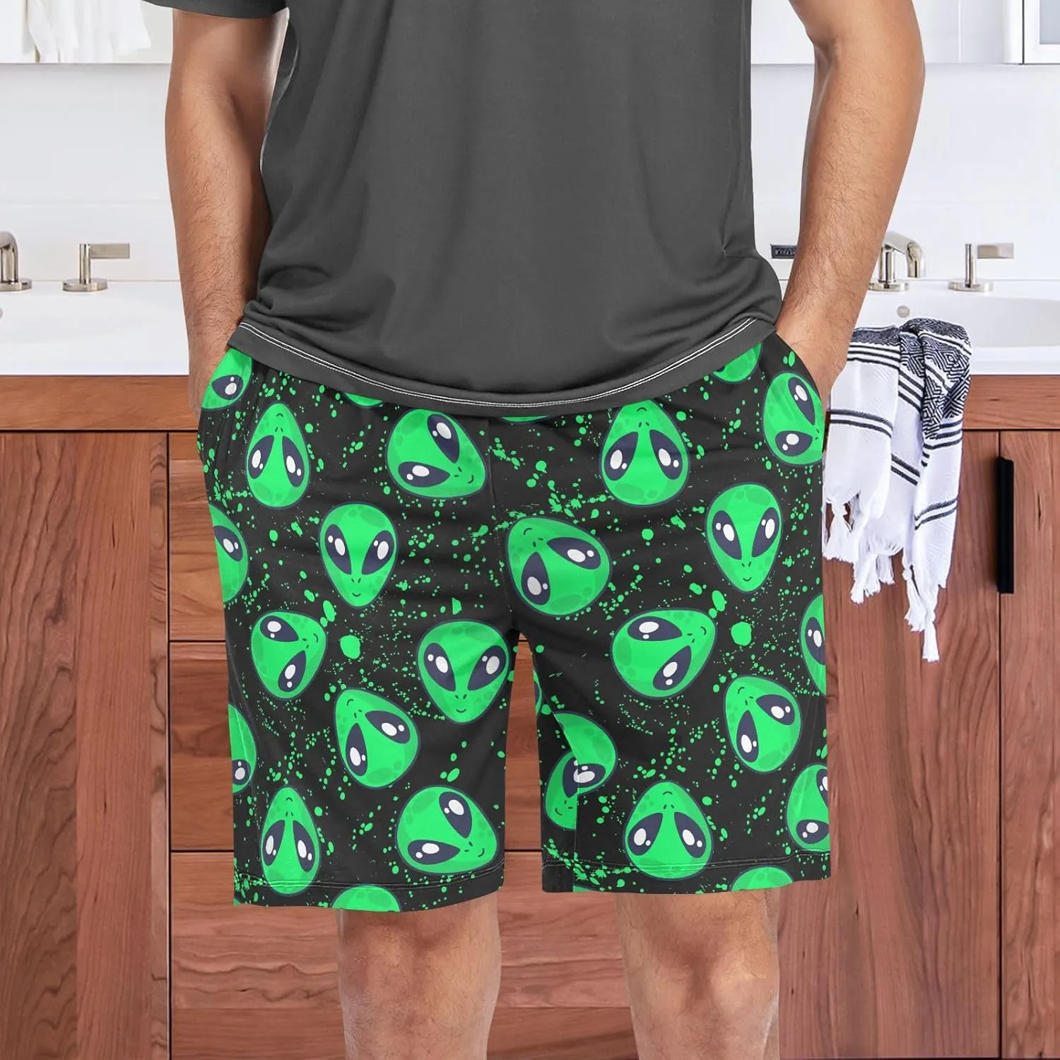 Men's Pajama Shorts Sleep Shorts Soft Comfy Lounge Pjs Bottoms Pajama Pants with Pockets