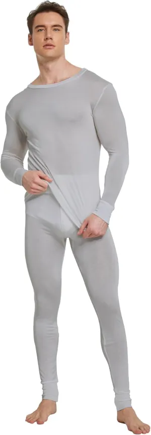 Men's Pure Mulberry Silk Knitted Thermal Underwear Top