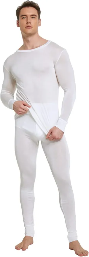 Men's Pure Mulberry Silk Knitted Thermal Underwear Top