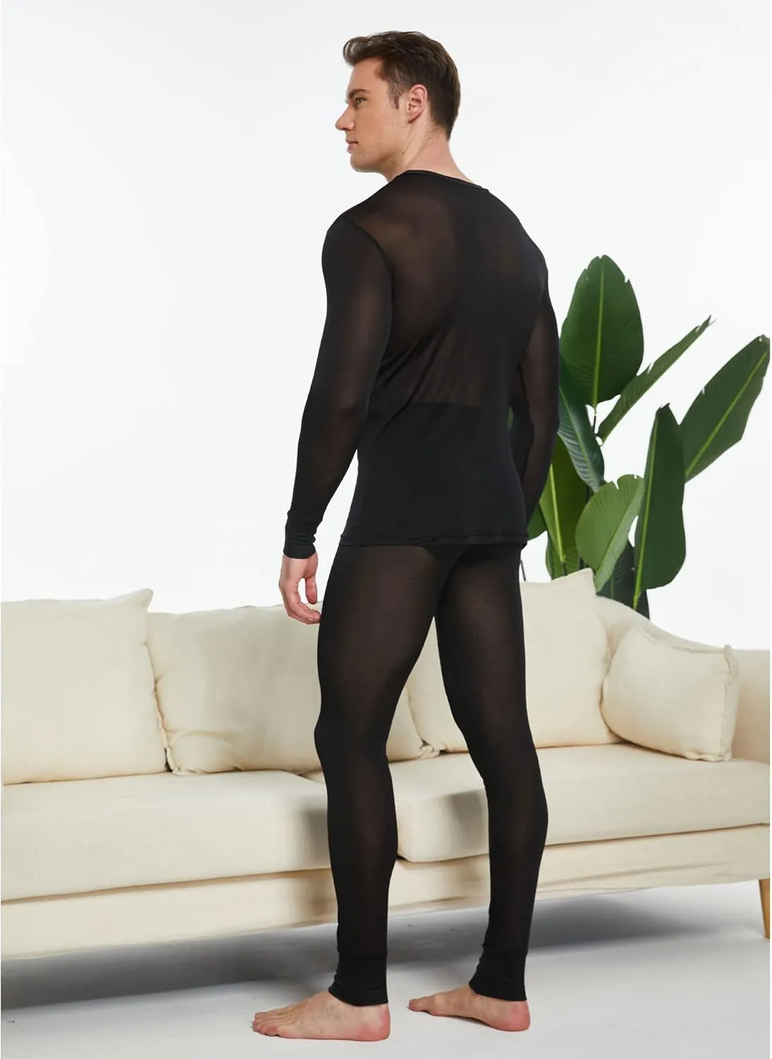 Men's Pure Mulberry Silk Knitted Thermal Underwear Top
