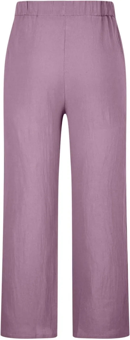 Men's Summer Cotton Linen Pants Solid Casual Drawstring Pant 2025 New Beach Vacation Trousers Business Work Clothes