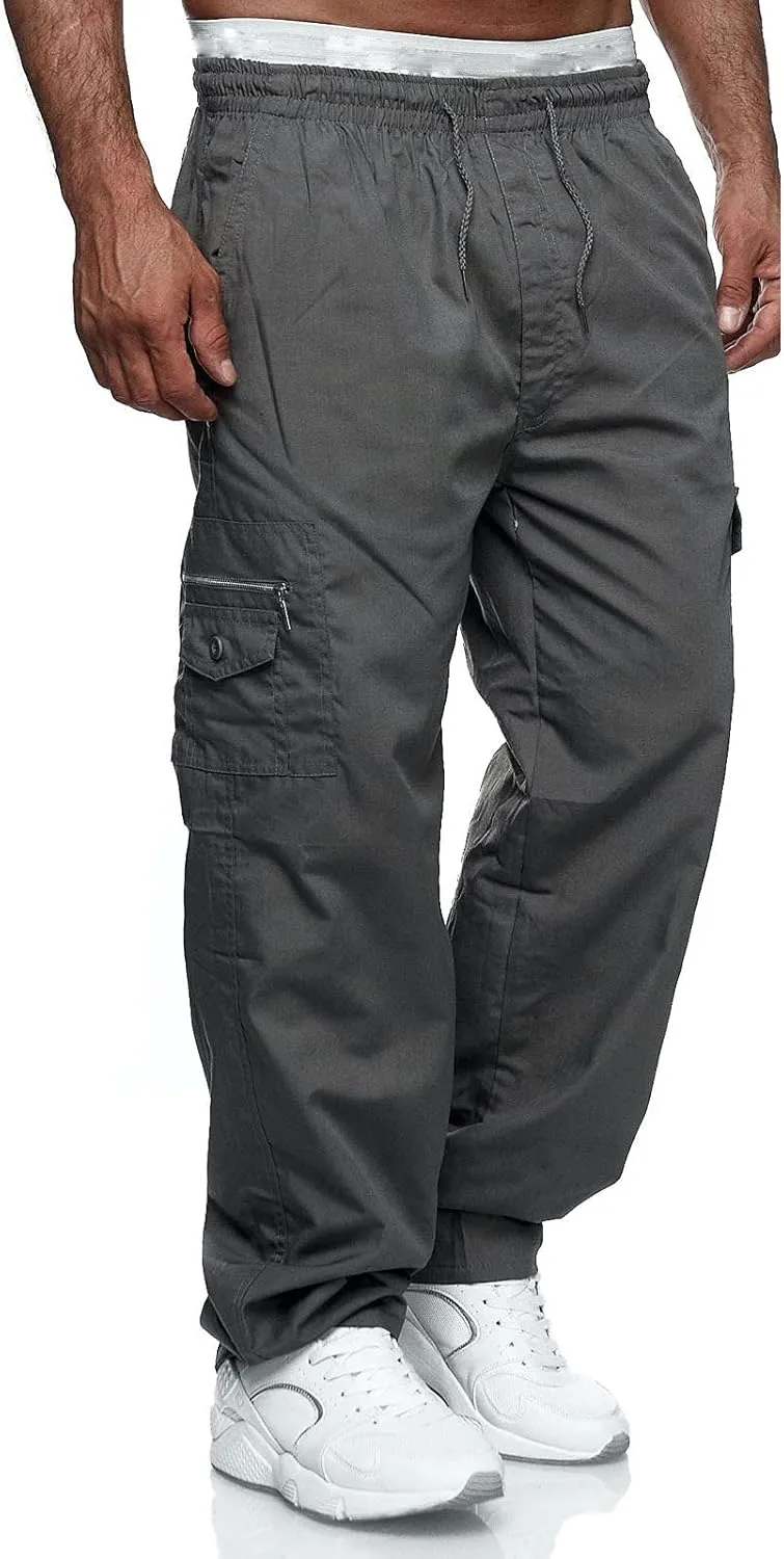 Mens Sweatpants with Pockets Big and Tall Fleece Cargo Sweatpants Stretch Elastic Running Athletic Sports Pants Casual