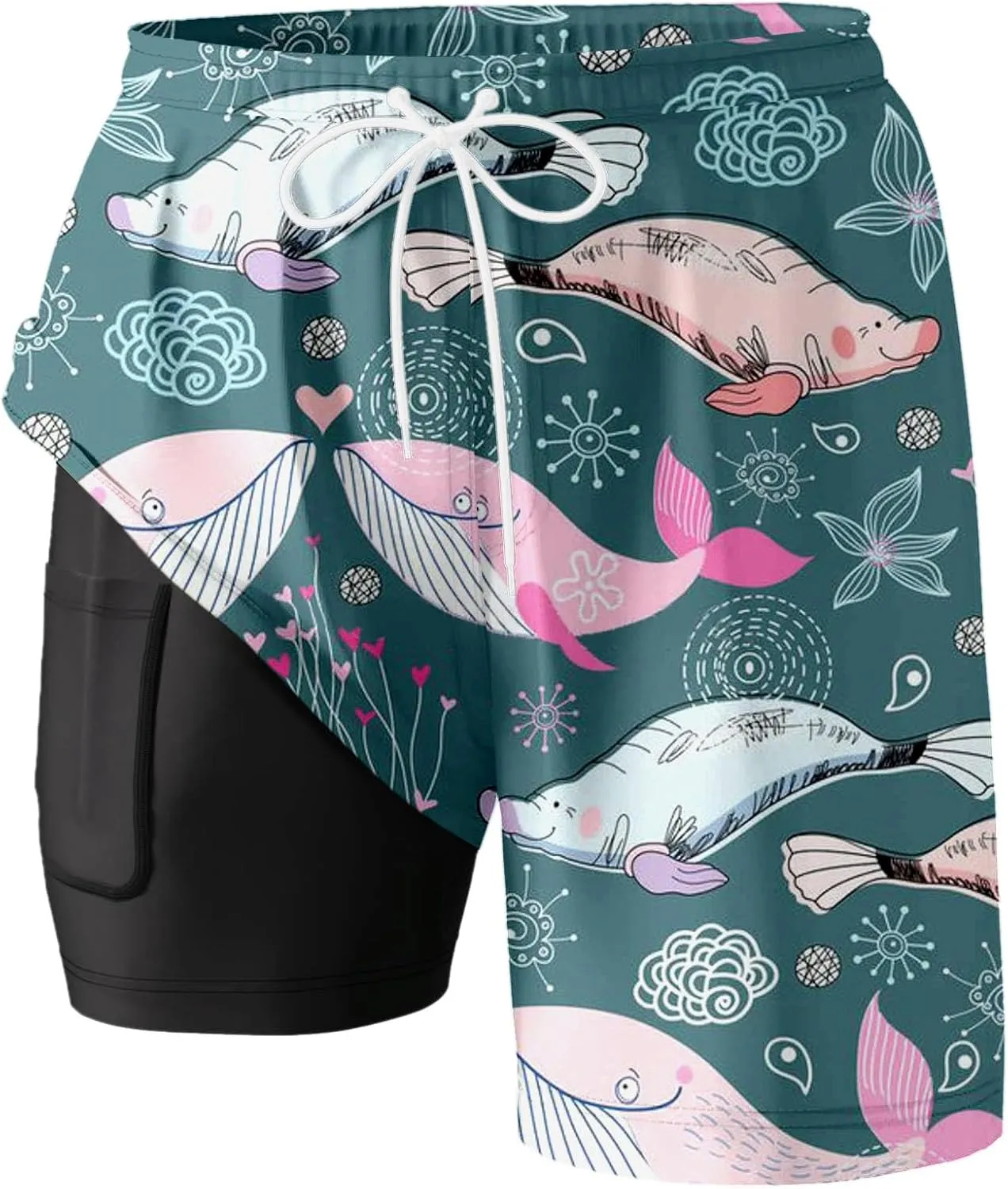 Mens Swim Trunks with Compression Liner Quick Dry Swimming Shorts 2025 Summer Beach Shorts with Pockets