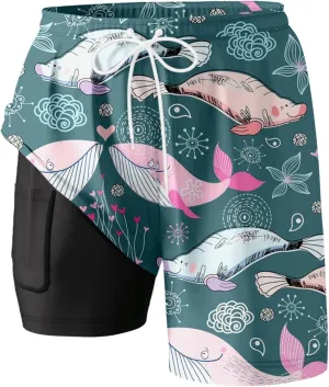 Mens Swim Trunks with Compression Liner Quick Dry Swimming Shorts 2025 Summer Beach Shorts with Pockets