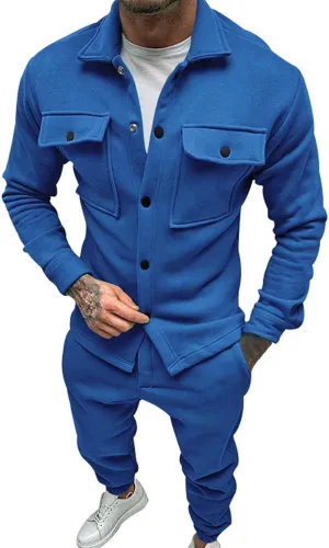 Men's Tracksuit 2 Pieces Long Sleeve Sets Zipper Sweater Pants Sports Sets Drawstring Zip Up Jackets Sudaderas para