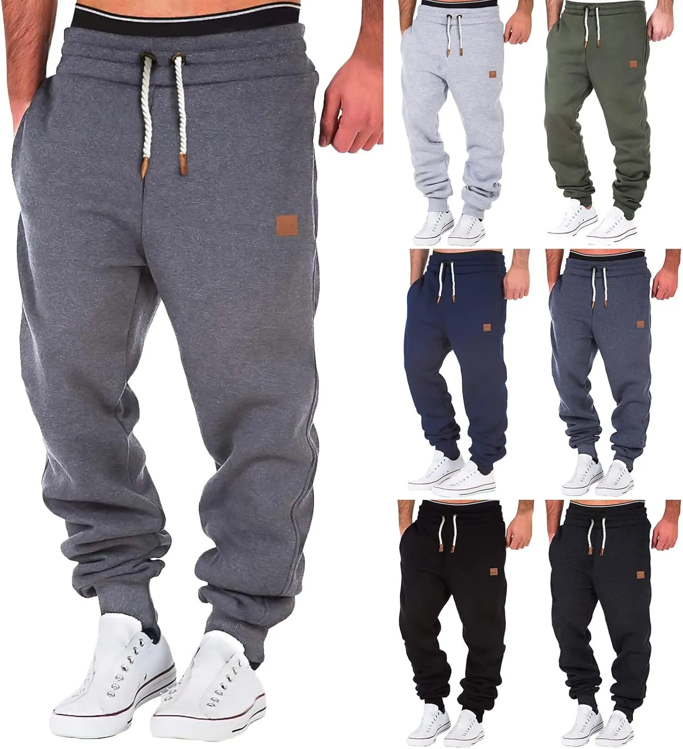Mens Workout Cargo Sweatpants Mens Cargo Sweatpants Heavyweight Fleece Jogger Pants Drawstring Stretch Sports Trouser