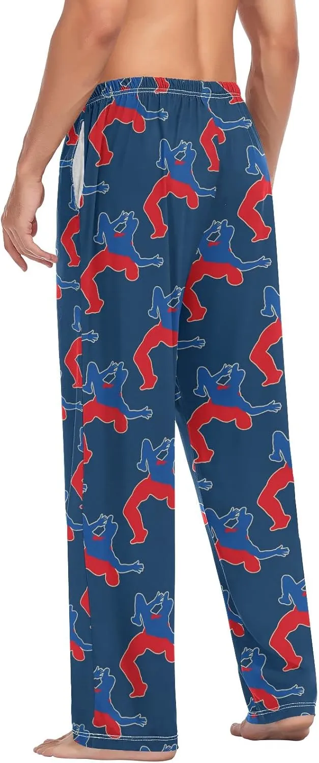 Mens Wrestling Sport Pajama Bottoms Purple Pajama Pants for Men Lounge Pants S