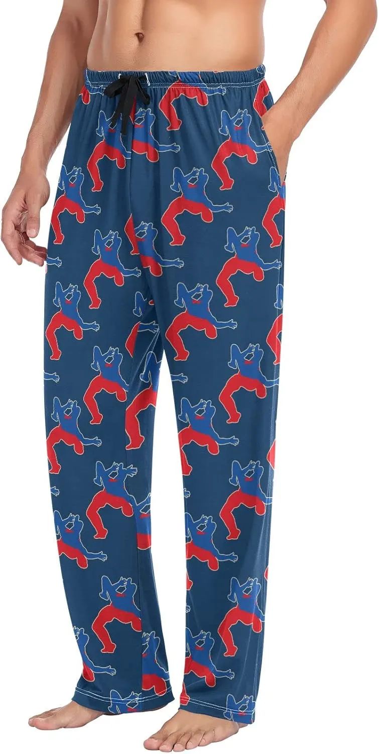 Mens Wrestling Sport Pajama Bottoms Purple Pajama Pants for Men Lounge Pants S
