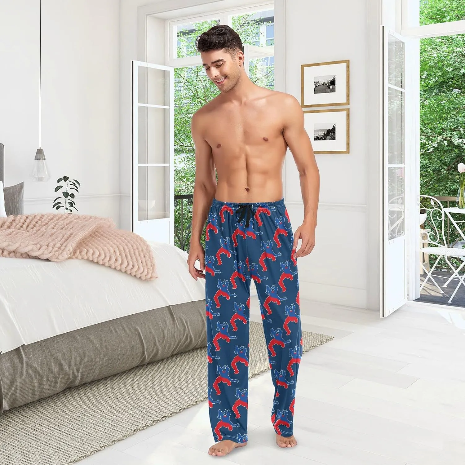 Mens Wrestling Sport Pajama Bottoms Purple Pajama Pants for Men Lounge Pants S