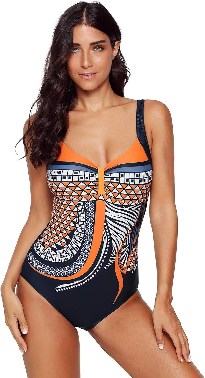 One Piece Swimsuits Women Bathing Suit V Neck Swimwear Tummy Control Monokini Sexy Cross Backless Swimming Suits