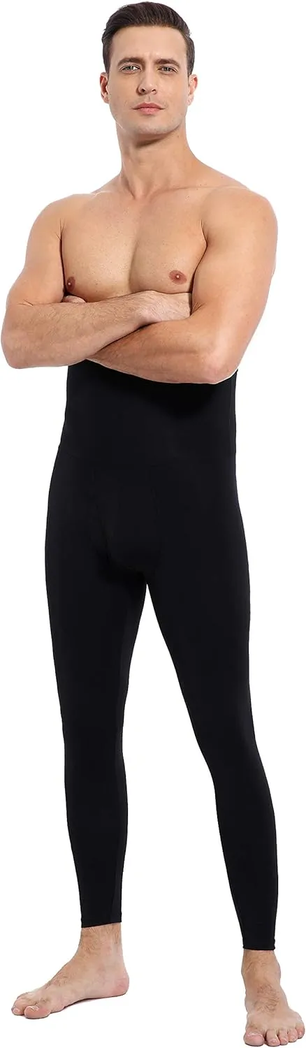 Ouruikia Men's Thermal Compression Pants Baselayer Tights High Waist Thermal Leggings Bottoms with Fly