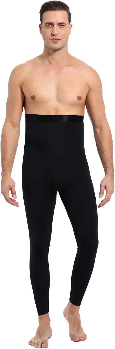Ouruikia Men's Thermal Compression Pants Baselayer Tights High Waist Thermal Leggings Bottoms with Fly