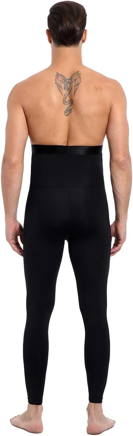 Ouruikia Men's Thermal Compression Pants Baselayer Tights High Waist Thermal Leggings Bottoms with Fly