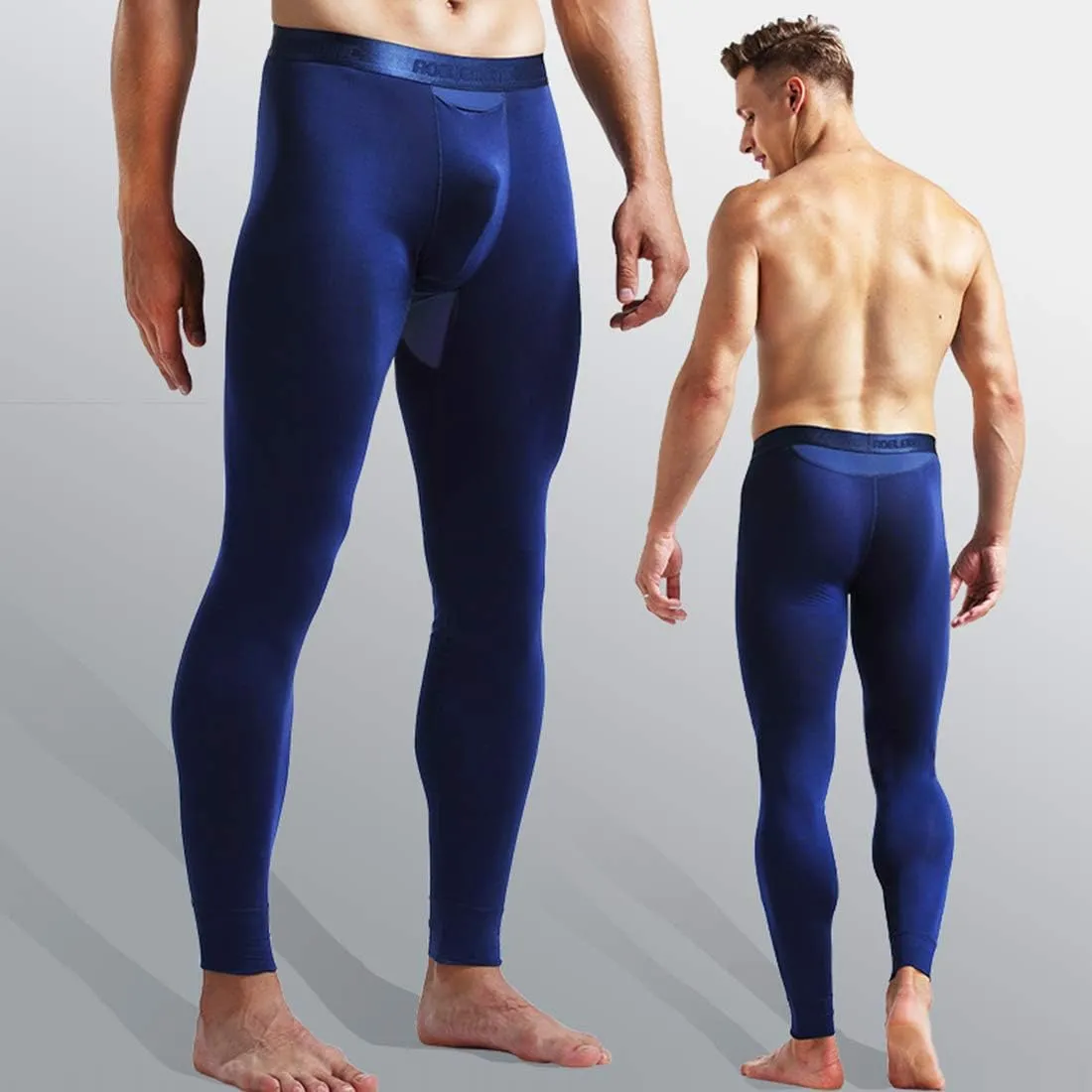 Ouruikia Men's Thermal Underwear Pants Modal Thermal Bottoms Long Johns Pants Underwear with Separate Pouch
