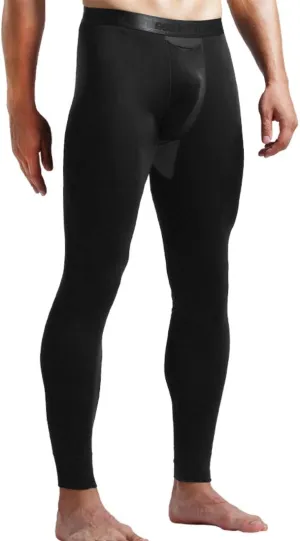 Ouruikia Men's Thermal Underwear Pants Modal Thermal Bottoms Long Johns Pants Underwear with Separate Pouch