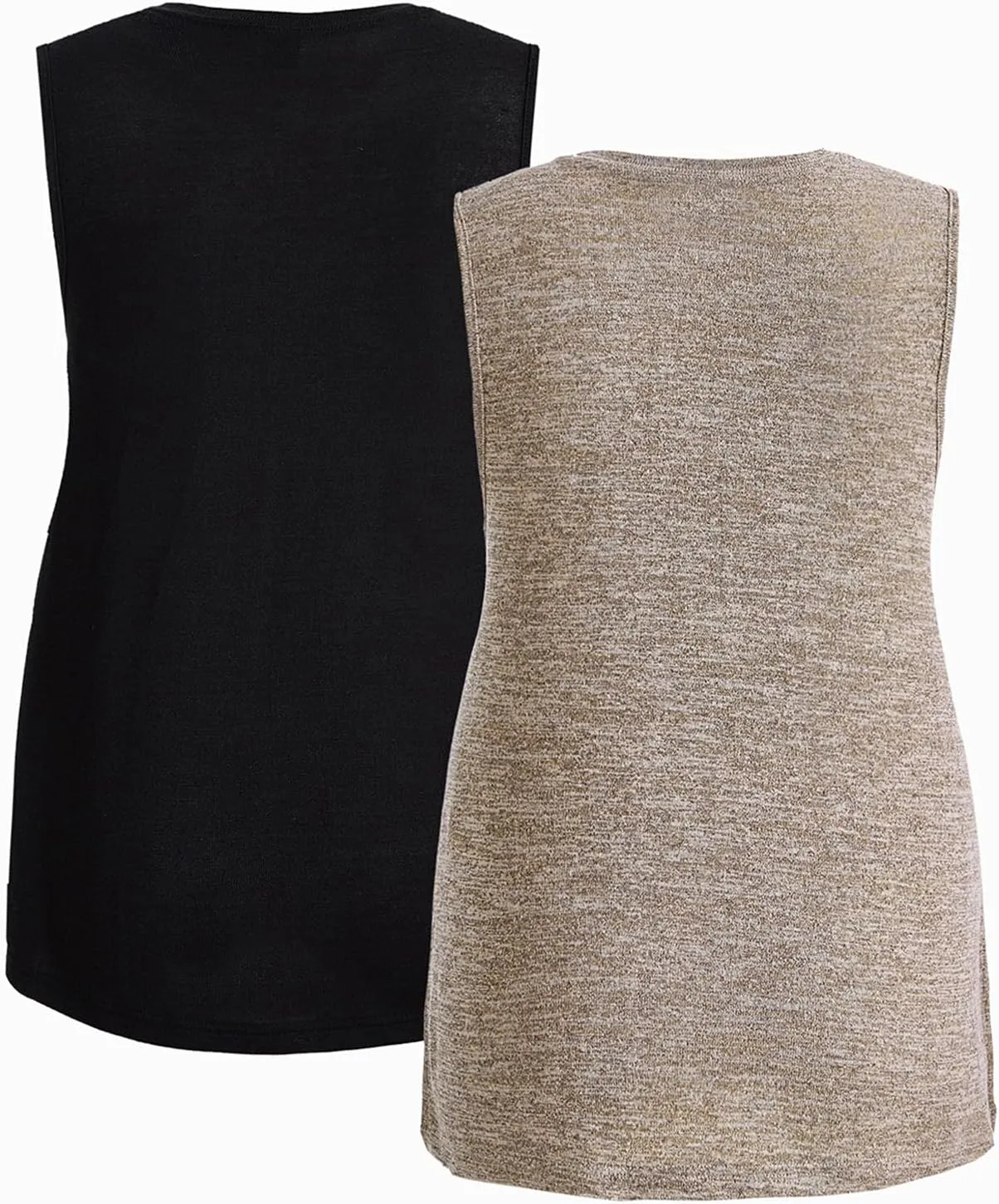 OYOANGLE Women's Maternity 2 Pack Piece Casual Sleeveless Sleep Shirts Split Hem T-Shirt Pregnancy Tank Top