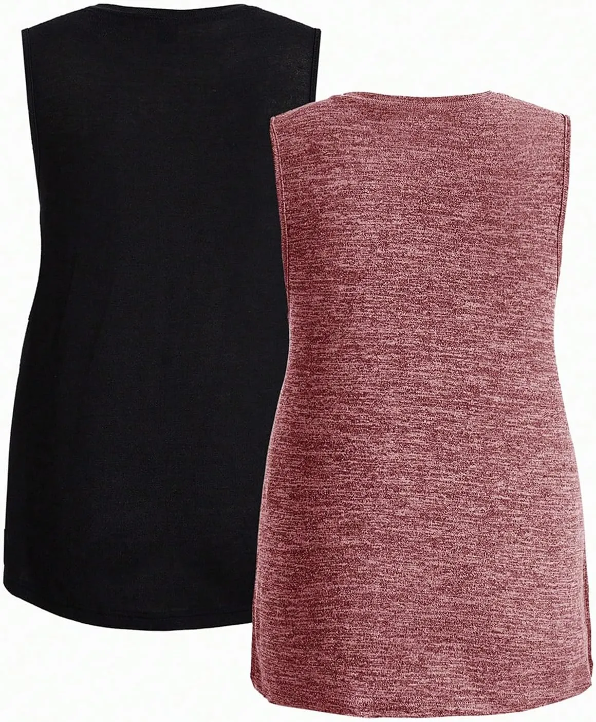 OYOANGLE Women's Maternity 2 Pack Piece Casual Sleeveless Sleep Shirts Split Hem T-Shirt Pregnancy Tank Top