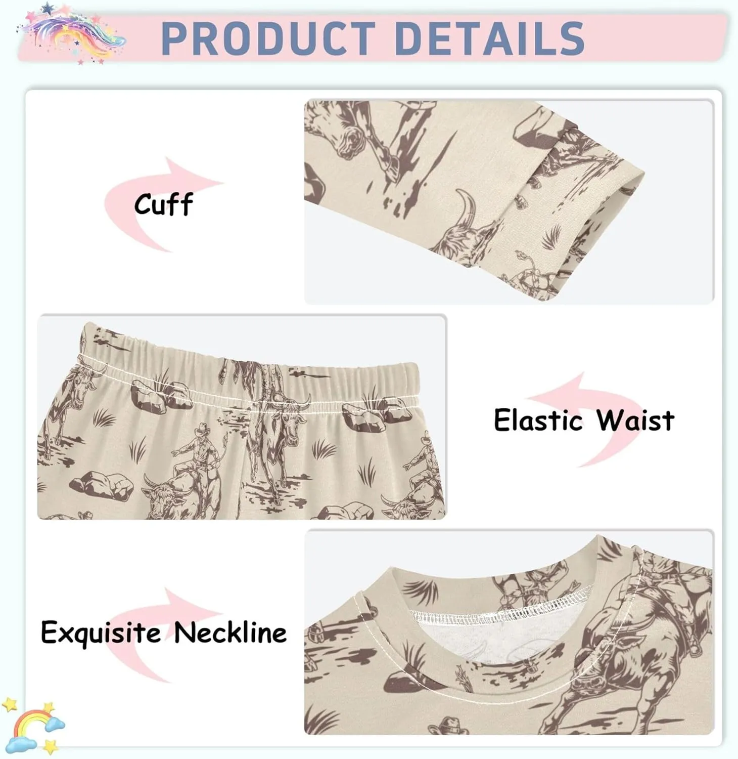 Pajama Sets Long Sleeve Top with Pants Cotton Soft Sleepwear 2 Piece Pjs Set