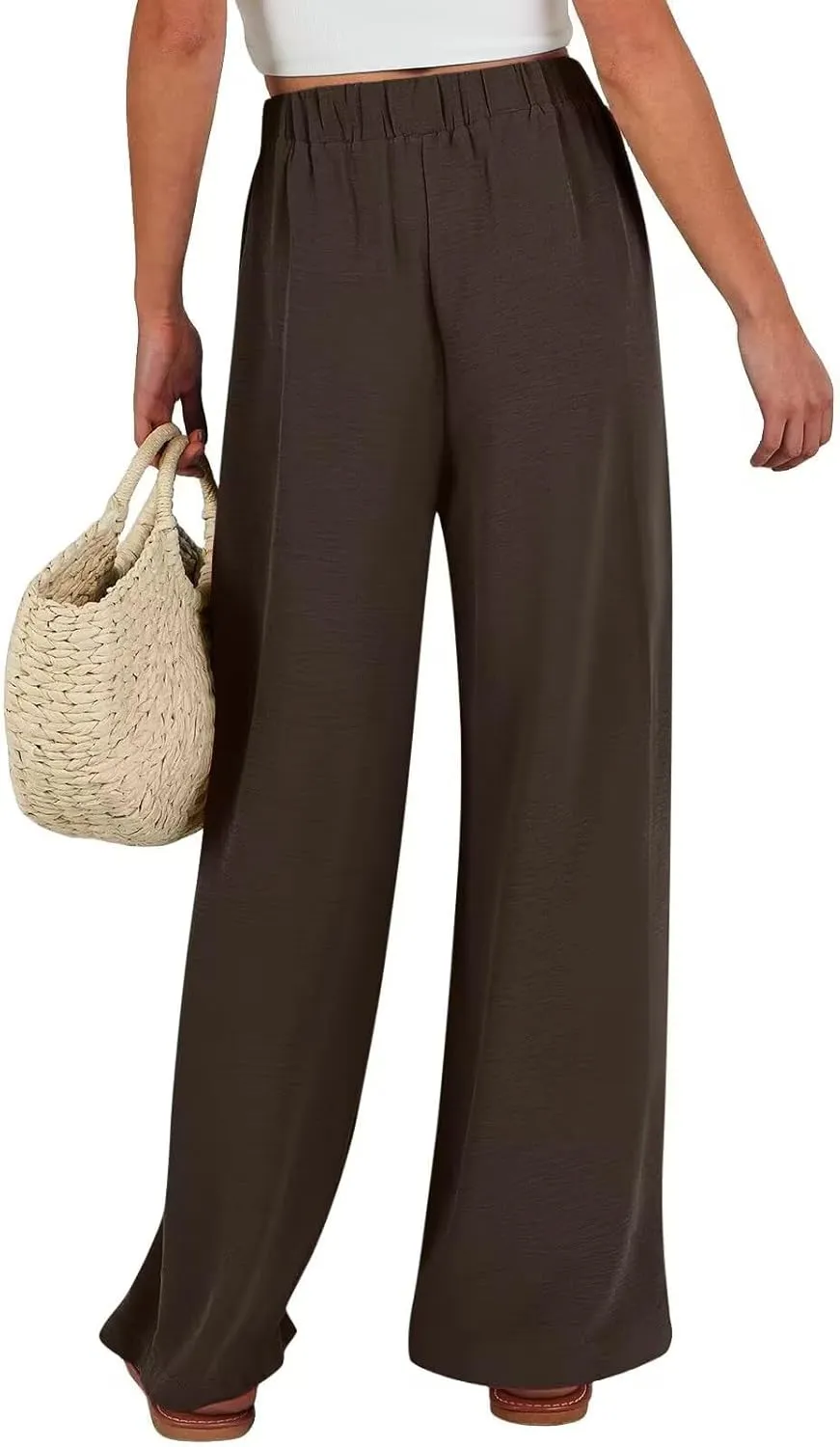 Palazzo Pants for Women Casual Cotton Linen Pants High Waisted Wide Leg Trousers Summer Lounge Pant with Belt Bow
