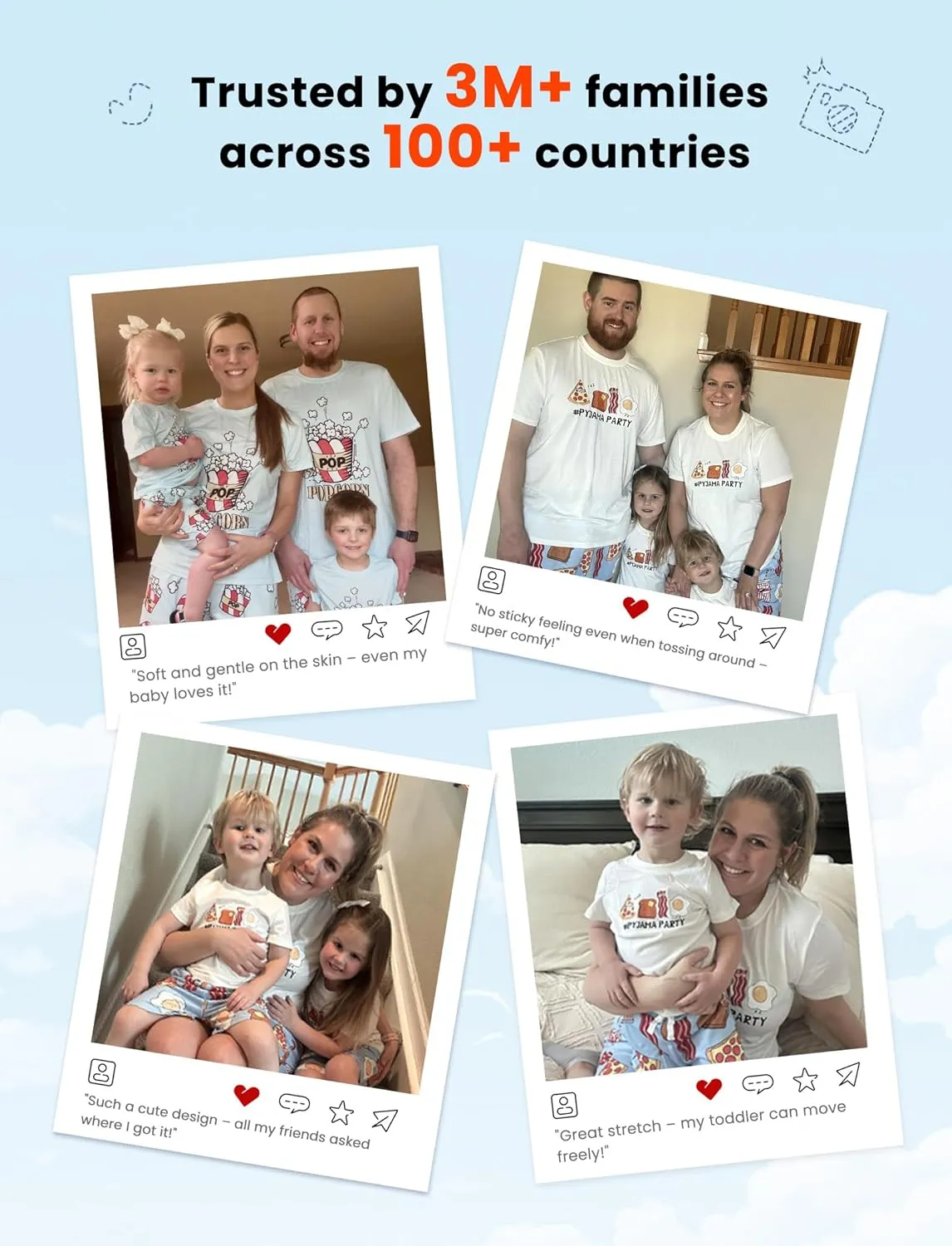 PATPAT Matching Pajamas for Family Mommy and Me Pajamas Cartoon Print Short Sleeve Tops and Shorts Casual Sleepwear Sets