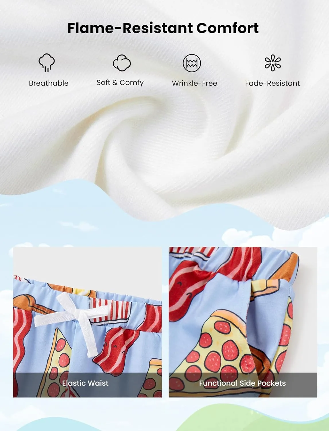 PATPAT Matching Pajamas for Family Mommy and Me Pajamas Cartoon Print Short Sleeve Tops and Shorts Casual Sleepwear Sets