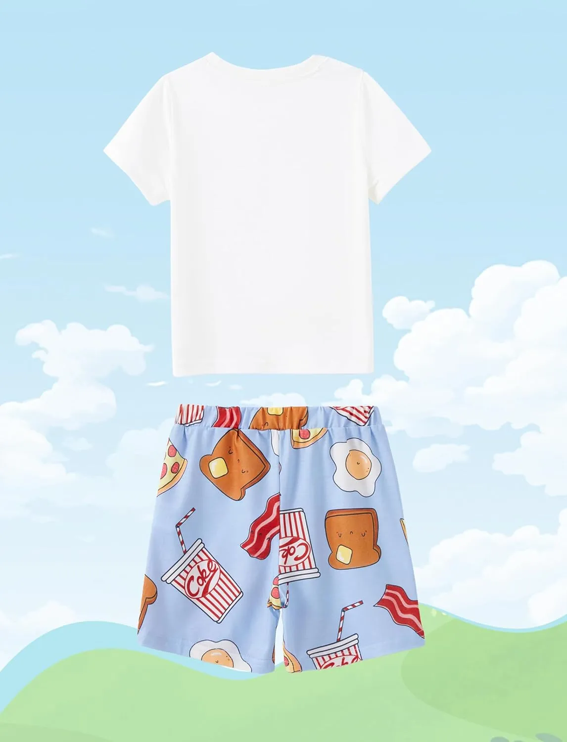 PATPAT Matching Pajamas for Family Mommy and Me Pajamas Cartoon Print Short Sleeve Tops and Shorts Casual Sleepwear Sets